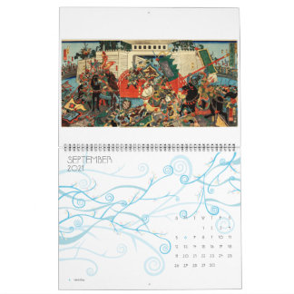 Calendrier d'impression des blocs de bois japonais