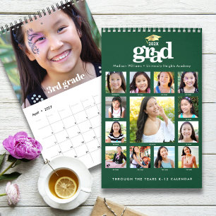 Calendrier Diplôme Or Vert Collage Photo K–12 15 Mois