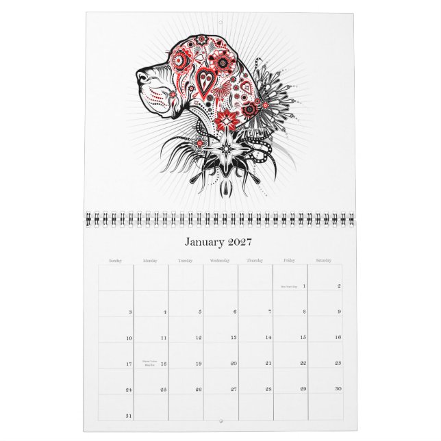 calendrier Dogue Allemand 15 mois (Jan 2027)