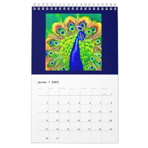 Calendrier double page Petit, Blanc Animaux 