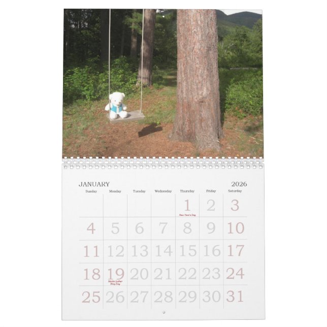 Calendrier d'ours de nounours (Jan 2026)