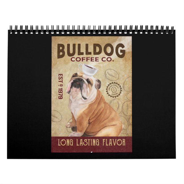 Calendrier Drôle Bulldog Coffee Cup Sur Head Bulldog Lover (Protection)