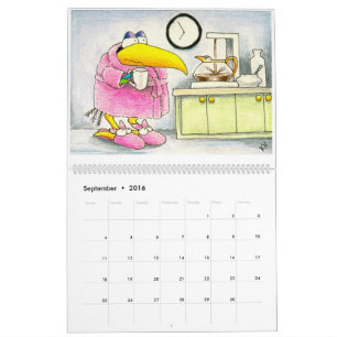 Calendrier drôle d'illustrations de corneille