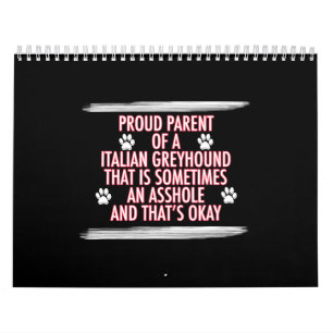 Calendrier drôle italien greyhidel cadeau chien papa