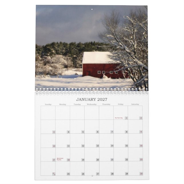 Calendrier DSC_0022, visions du New Hampshire (Jan 2027)