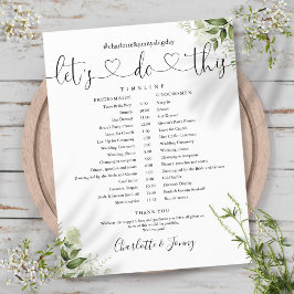 Calendrier du Mariage de script Feuille vert