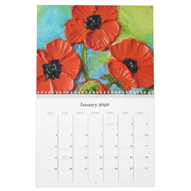 Calendrier du pavot de Paris (Jan 2026)