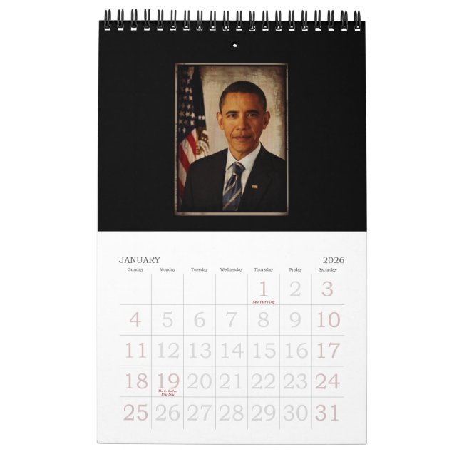 Calendrier du Président Obama et des photos de fam (Jan 2026)