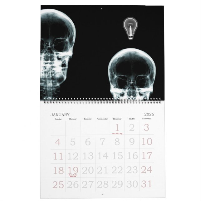 Calendrier du squelette 2012 de vision de rayon X (Jan 2026)