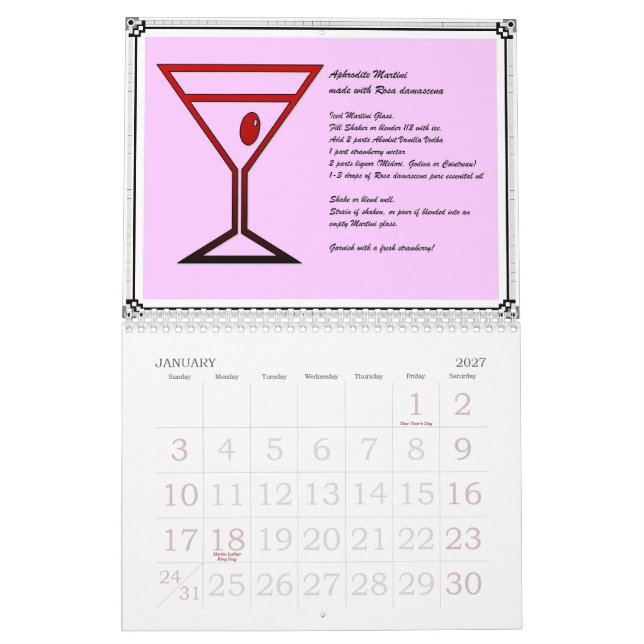 Calendrier du temps 2010 de cocktail (Jan 2027)