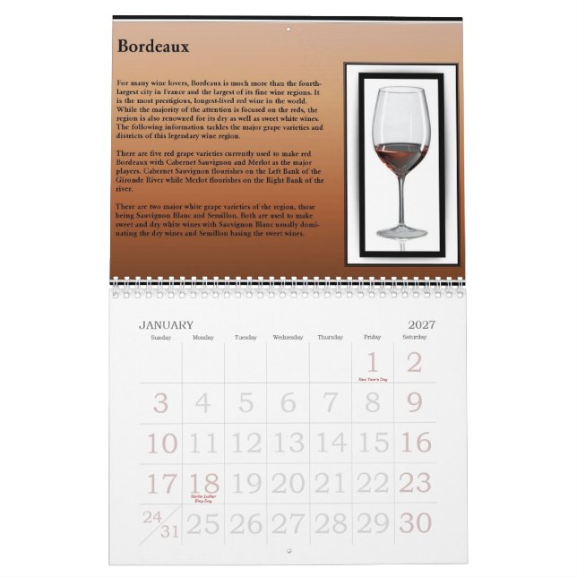 Calendrier du vin 2010 (Jan 2027)