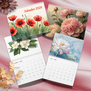Calendrier Élégant Aquarelle Botanique 2026
