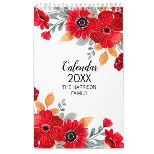 Calendrier Elégant aquarelle Floral Botanique