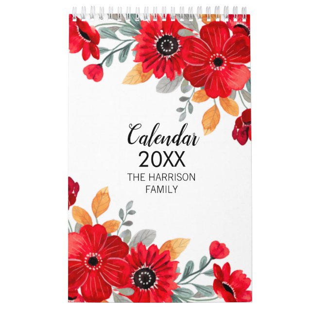 Calendrier Elégant aquarelle Floral Botanique (Protection)