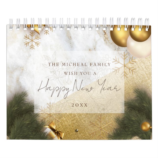 Calendrier Elégant devis de texte personnalisé, Noël & nouvel (Protection)