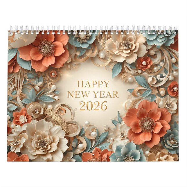 Calendrier elegant happy new year 2026 wall calendar (Protection)