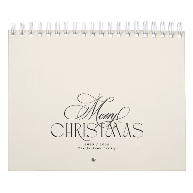 Calendrier Élégant Joyeux Noël Photo personnalisée 3 mois (Protection)