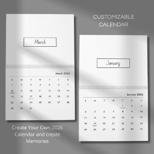 Calendrier Élégant Minimaliste Moderne 2026