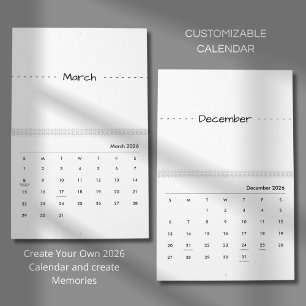 Calendrier Élégant Minimaliste Moderne 2026