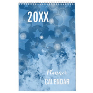 Calendrier Élégant Moderne Classique Bleu Étoiles motif