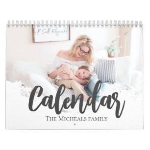 Calendrier Élégant script photo texte famille collage