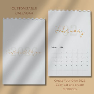 Calendrier Élégant Simple Moderne 2026