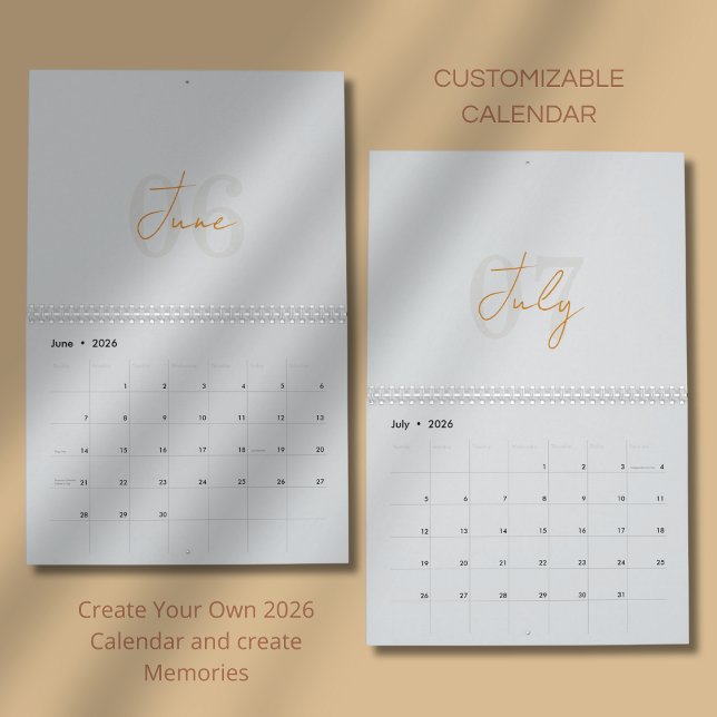 Calendrier Élégant Simple Moderne 2026 (Créateur téléchargé)