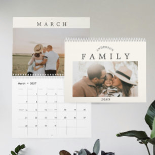 Calendrier Élégant Terreux Créez Votre Propre Photo de Famill