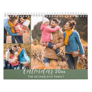 Calendrier Élégante famille de photo moderne verte 3