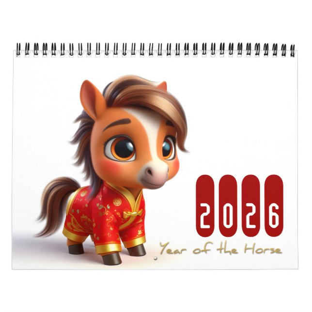 Calendrier Enfants chinois Zodiac Animaux Année du Cheval 202 (Protection)