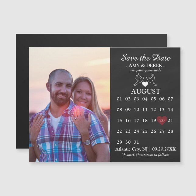 Calendrier Enregistrer la date Photo Magnet Card (Devant / Derrière)
