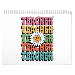Calendrier Enseignant super Cute Daisy Flower Retro Back Scho