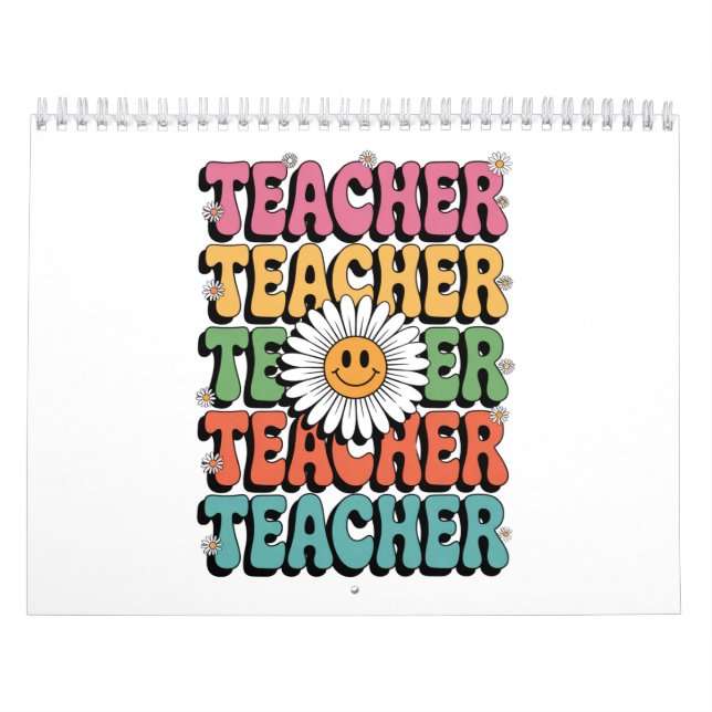 Calendrier Enseignant super Cute Daisy Flower Retro Back Scho (Protection)