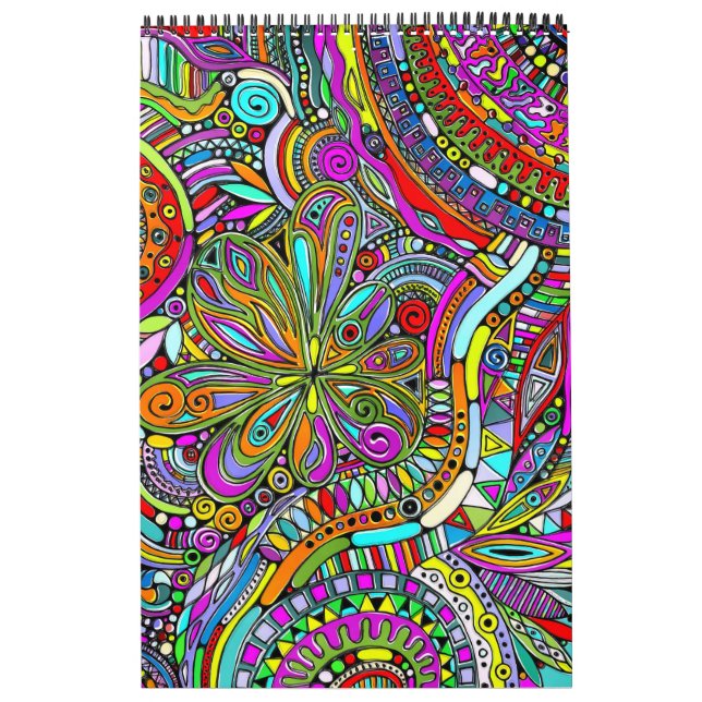 Calendrier Esquisse Imaginaire Art - Fleurs Abstraites 1 (Protection)
