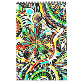 Calendrier Esquisse Imaginaire Art - Fleurs Abstraites 3