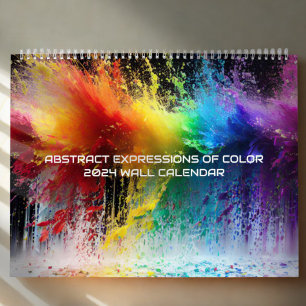 Calendrier Expressions Abstraites de couleur Paint arc-en-cie