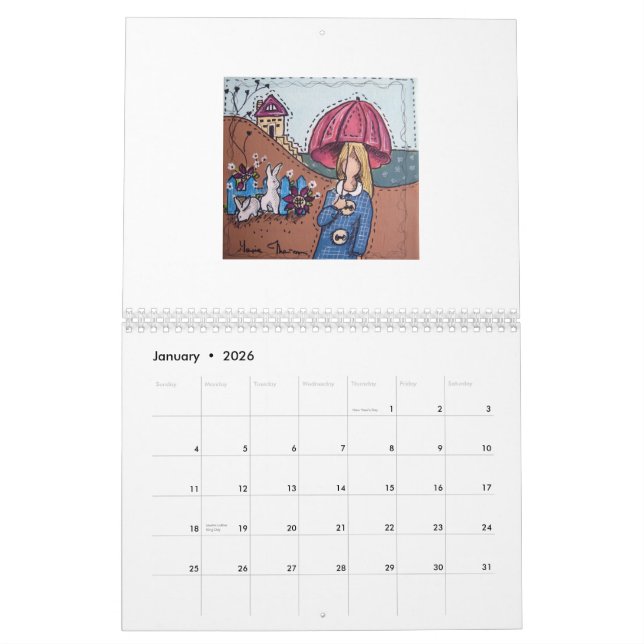 Calendrier fait avec des bandes dessinées de point (Jan 2026)