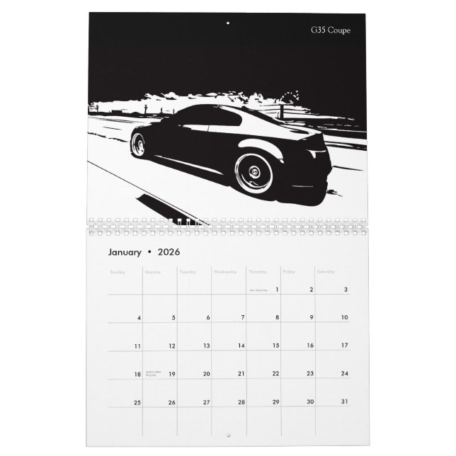 Calendrier fait sur commande 2012 de voiture (Jan 2026)