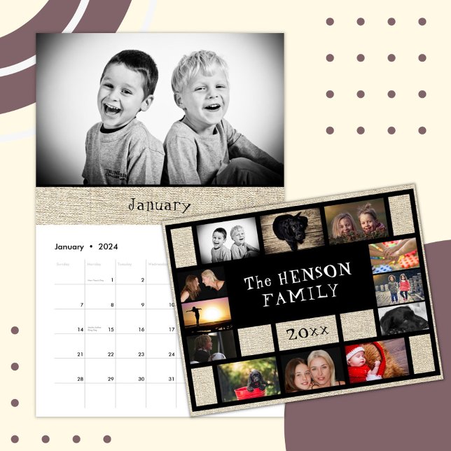 Calendrier familial 2026 Photos mensuelles Noir ru (Créateur téléchargé)
