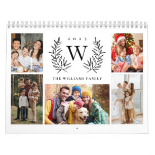 Calendrier Famille de Collage photo Monogramme moderne