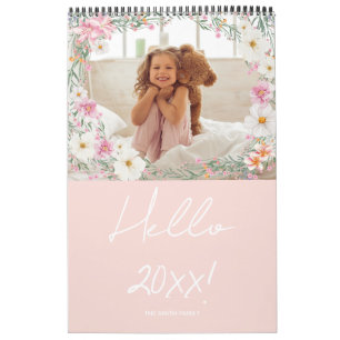 Calendrier Famille de photos personnalisées florales féminine