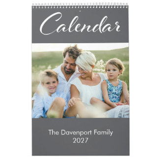 Calendrier Famille de typographie de script personnalisée sur