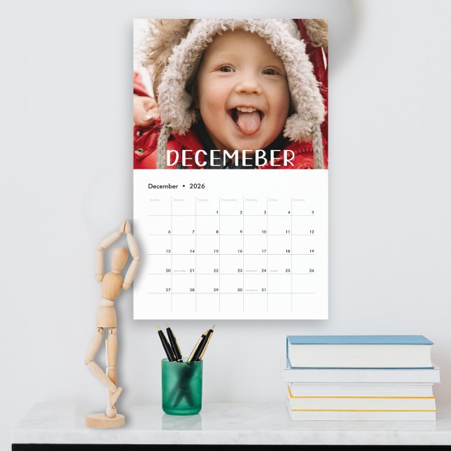 Calendrier Famille moderne photo pleine mignonne manuscrite (Créateur téléchargé)