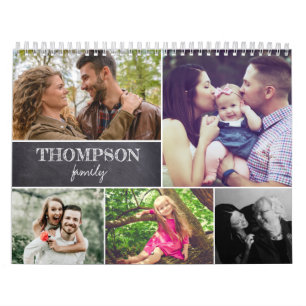 Calendrier Family Photo Chalkboard Modern Collage
