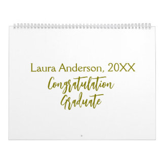Calendrier Félicitations diplômé nom doré promotion 20XX si