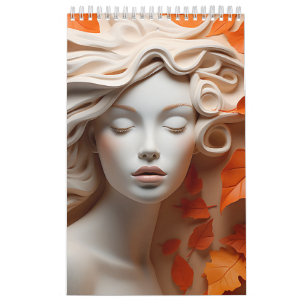 Calendrier Femme d'automne amants orange feuilles d'automne b
