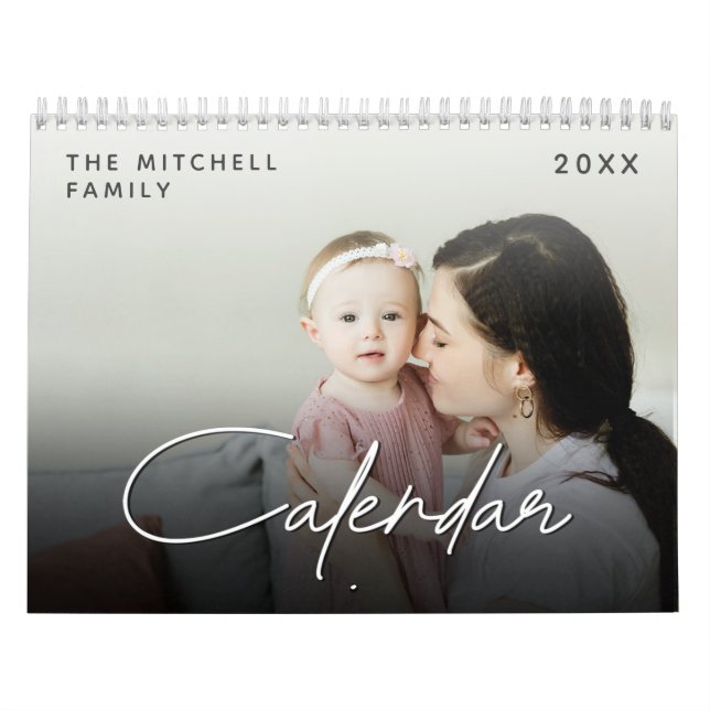 Calendrier Fête de l'année multi photo personnalisée moderne (Protection)