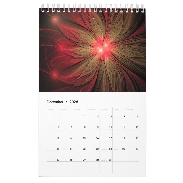 Calendrier Fleur imaginaire fractale douce et tendresse (Dec 2026)