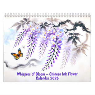 Calendrier Fleurs à l'Encre Chinoise Bloom 2026