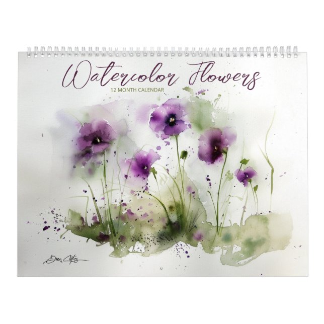 Calendrier Fleurs aquarelles 2 (Protection)